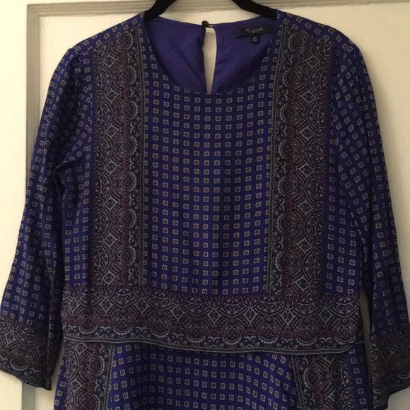 Madewell blue silk Ascot Grid dress XS - Picture 4 of 7